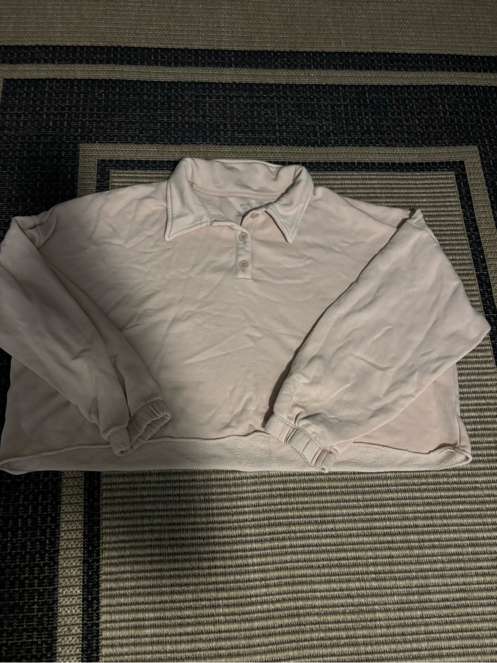 aerie Light Pink Collared Pullover Sweatshirt